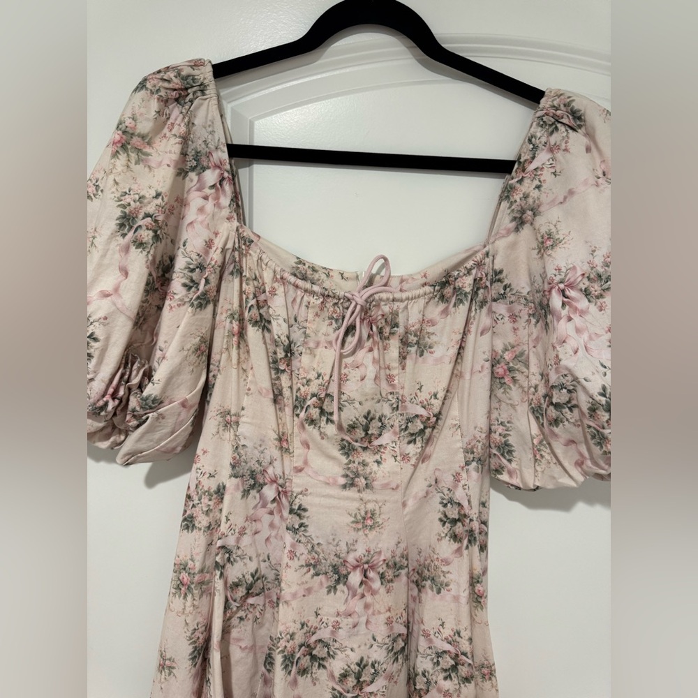 Selkie Cream Floral Midi Dress - Picture 6 of 11